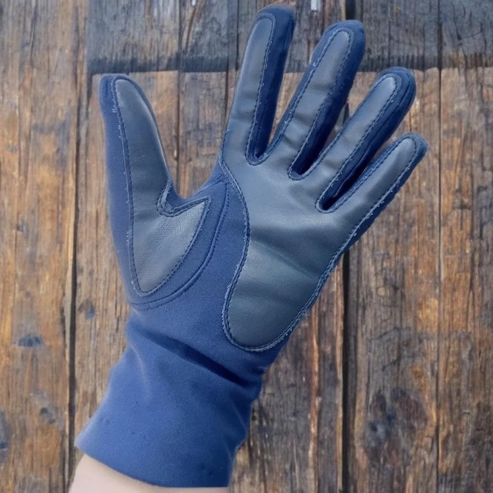 Vintage Navy Blue Thinsulate Lined Winter Gloves Gripped Palm Tech Minimalist OS - Picture 4 of 8